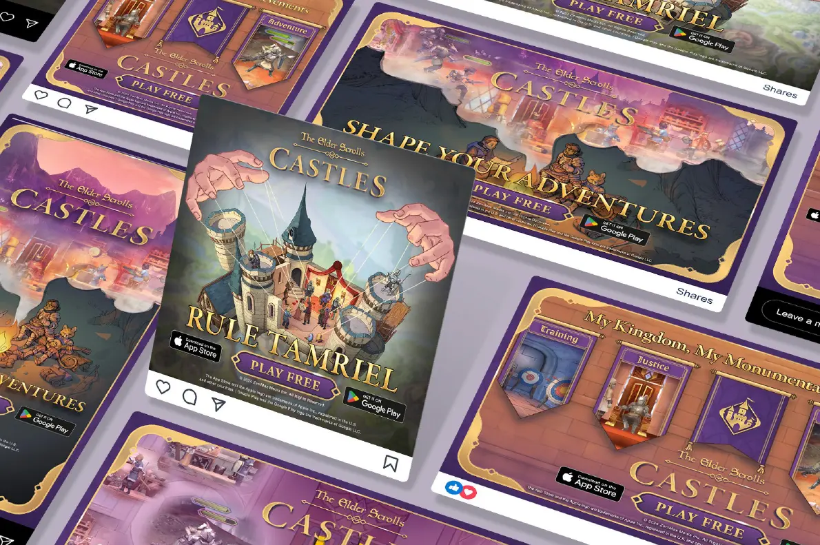 The Elder Scrolls Castles user acquisition campaign featuring fantasy castle building