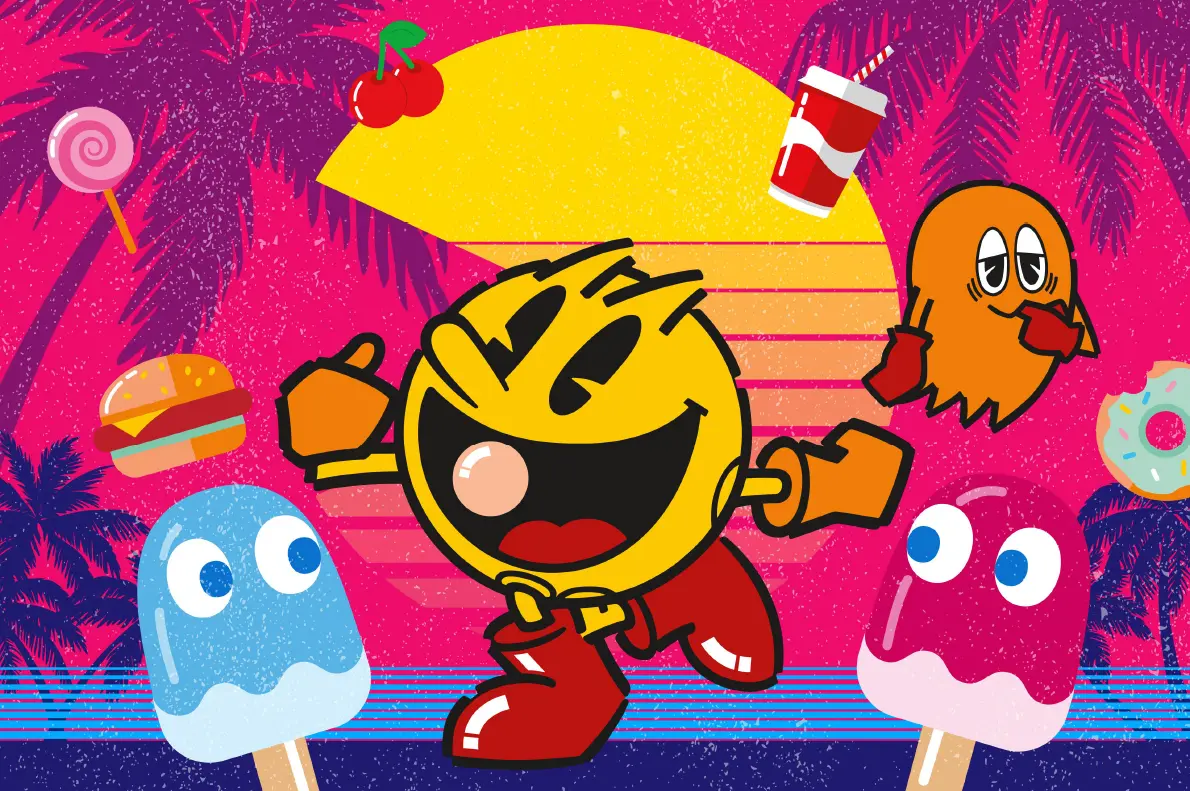 Pac-Man summer style guide featuring colorful retro design elements